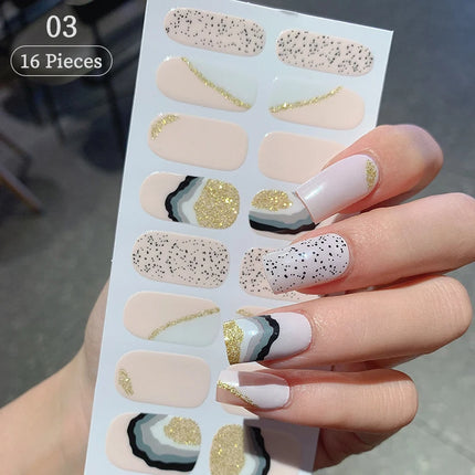 Pink Glitter Nail Stickers Full Cover Diy Manicure Deluxe by zapcart