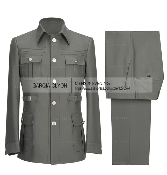CN Jiangsu Men Suits 2 Piece Slim Fit Blazer Pants Business by zapcart