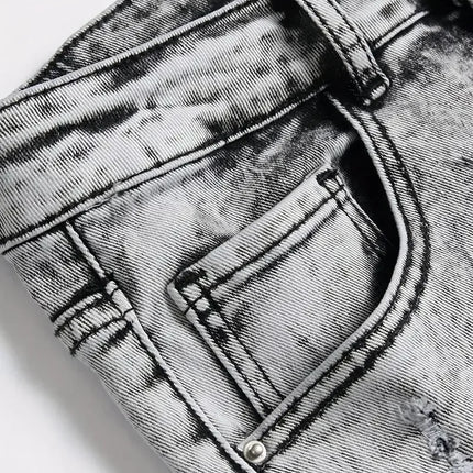 LVCCCI'SCN Men's Slim Stretch Denim Shorts Retro Streetwear by zapcart