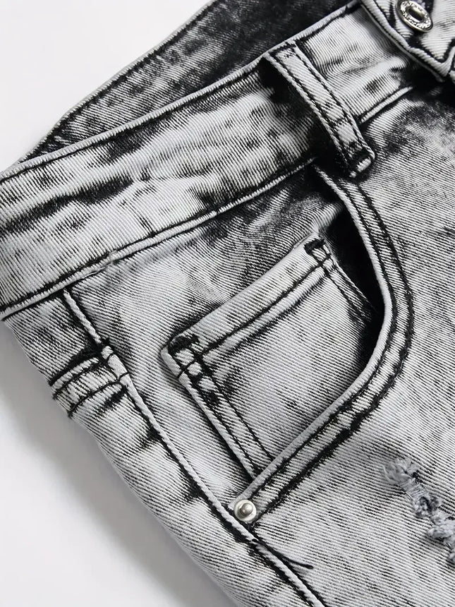 LVCCCI'SCN Men's Slim Stretch Denim Shorts Retro Streetwear by zapcart
