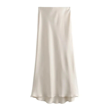 TRAF Satin Skirt 2024 High Waist Midi For Women Office by zapcart