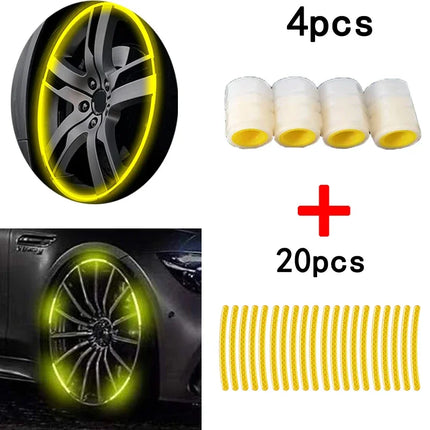 PVC Luminous Wheel Valve Caps Reflective Stickers For Cars by zapcart