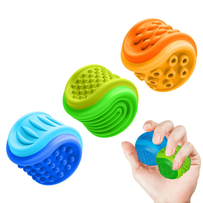 Textured Sensory Stone Fidget Toys Silicone Stress Ball Autism Stress Relief Calming Double Sided Sensory Toys for Kids Gifts by zapcart