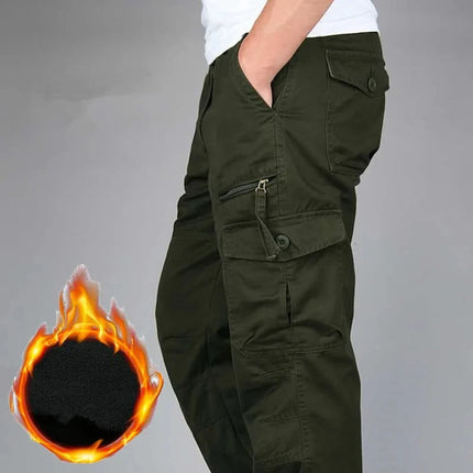 CN Zhejiang Mens Winter Cargo Pants Double Layer Fleece by zapcart