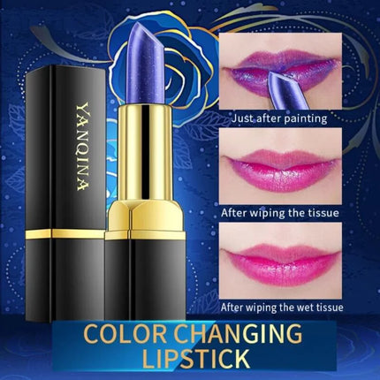 QIHENGYUE Color Change Lipstick Blue To Pink Shimmer Daily by zapcart