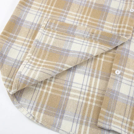 Lemoneno Woolen Lapel Plaid Oversize Shirt For Women Chic by zapcart