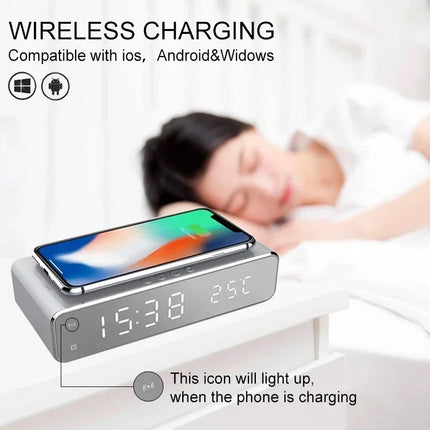 Opansten Wireless Charger Dock for iPhone Thermometer Alarm