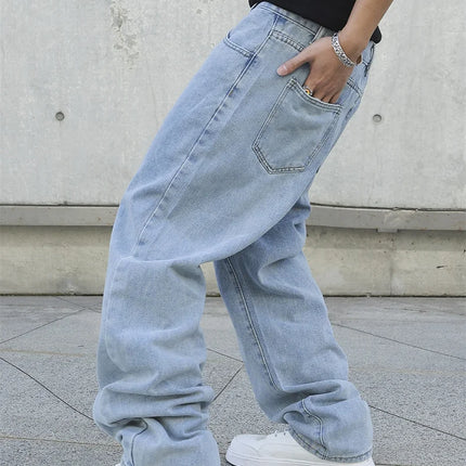 CN Guangdong Men Baggy Jeans Oversize Wide Leg Denim by zapcart