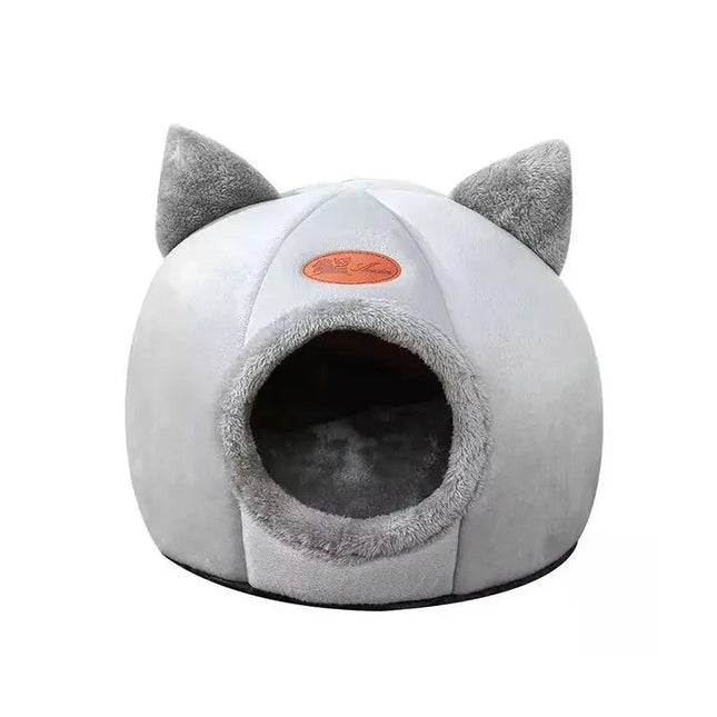 Cat Head Shape Cute And Comfortable Warm Cat House Safe Sleep Cave Non-Slip Semi-Closed Design Four Seasons Universal Cat Nest by zapcart