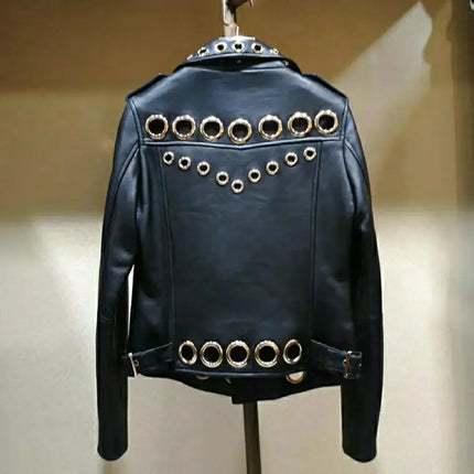 Women PU Leather Bike Coat Fall Zipper Short Outerwear by zapcart
