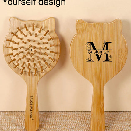 Personalised Bamboo Hairbrush AirCushion Detangling Unisex by zapcart