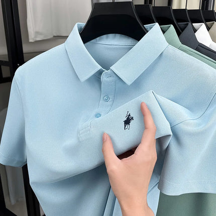 Men's Polo Shirt Embroidered Pony CN Zhejiang Breathable by zapcart