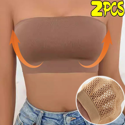 Ladies' Sexy Strapless Crop Top Bra Bandeau Boob Tube Brassiere Summer Breathable Mesh Invisible Strapless Chest Wraps Tube Tops by zapcart