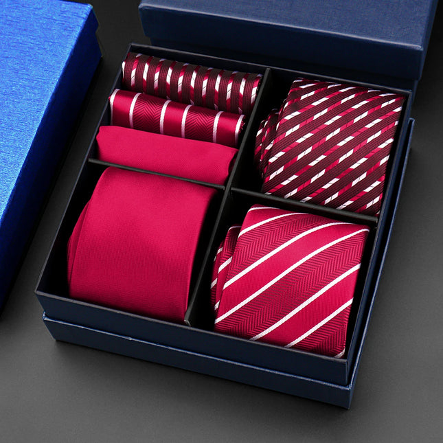 Mens Tie Hanky Set Burgundy Paisley Wedding Gift Box 3pcs by zapcart