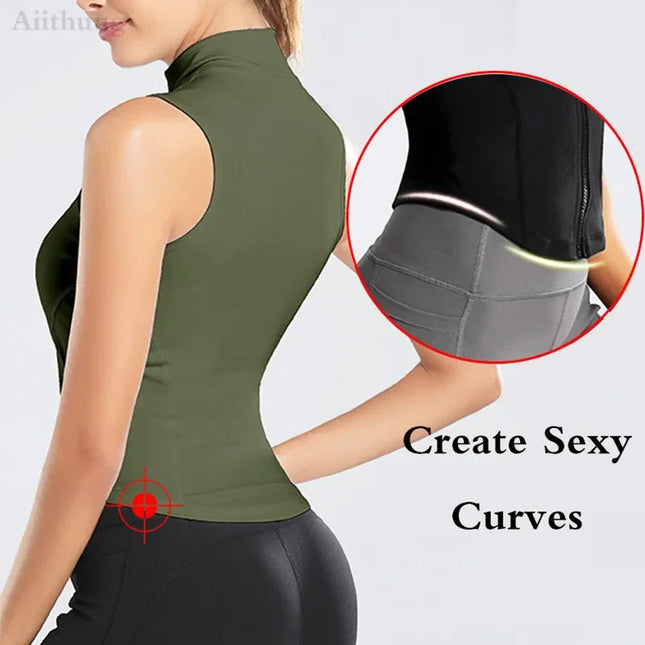 Aiithuug Women Athletic Zip Up Sweat Vest Breathable Top by zapcart