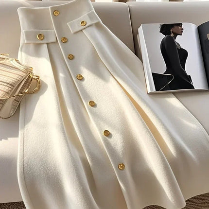 Elegant High Waist Slimming A Line Skirt Women Fashion by zapcart