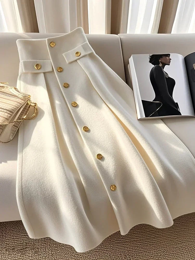 Elegant High Waist Slimming A Line Skirt Women Fashion by zapcart