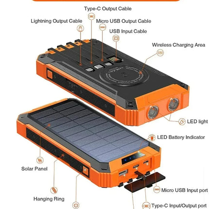 Waterproof Solar Power Bank 50000mAh Outdoor Wireless by zapcart
