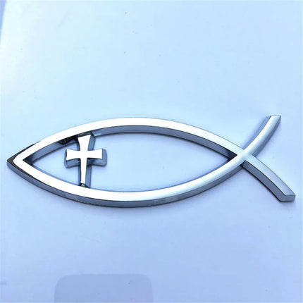 Jesus Fish Chrome Car Emblem WL115 Peace Faith 3D Badge by zapcart