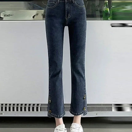Chic Design High Waist Slim Straight Jeans Women Stretch by zapcart