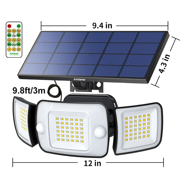 Intelamp Garden Solar Lights 3 Head 1200lm Motion Sensor by zapcart