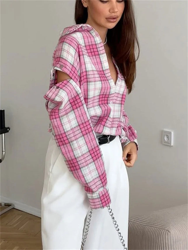 Tossy Patchwork Shirt For Women With Lapel Contrast by zapcart