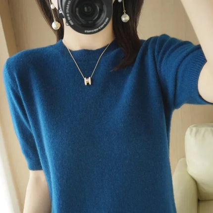 Women Lightweight Knit Sweater O Neck Slim Fit Everyday Top by zapcart