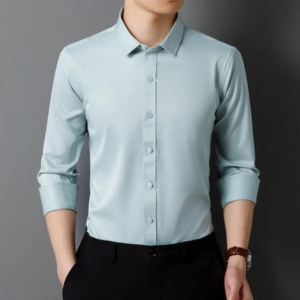 Faboten Mens Long Sleeve Shirt Solid Color Soft Fit by zapcart