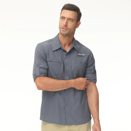 Men UPF 50 Fishing Shirt Back Mesh Sun Protection Casual by zapcart