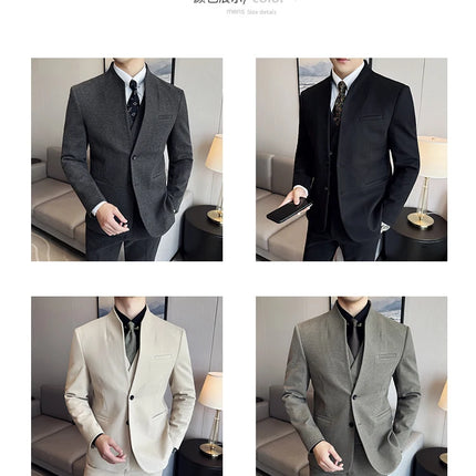 Korean Style Slim Fit Mens Elegant Suit Set By QUHNBGYCN by zapcart