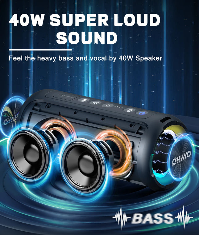 Ortizan Outdoor 40W Bluetooth Speaker Enhanced Bass IPX7 by zapcart