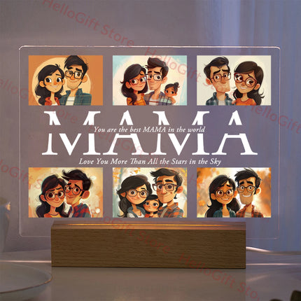 Custom Photo Text 3D Acrylic Lamp For Mom Dad Gift by zapcart