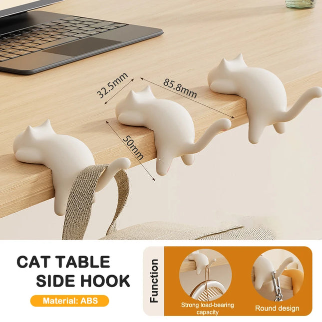 Cute Cat Bag Hook Portable Table Hook Handbag Backpack Organizer Holder for Home Office Desk Side Decor Travel Bag Hanger by zapcart