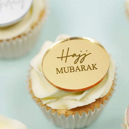 HGDTFFCN Hajj Mubarak Gold Cupcake Toppers For Eid Al Adha by zapcart