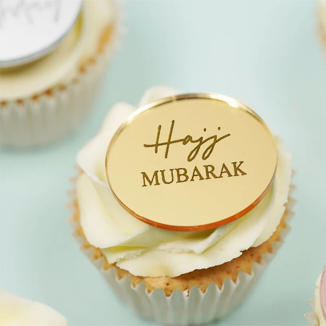HGDTFFCN Hajj Mubarak Gold Cupcake Toppers For Eid Al Adha by zapcart