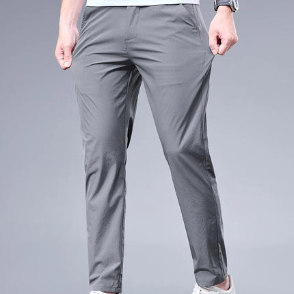 Ice Silk Pants Men Breathable Elastic Waist Casual by zapcart