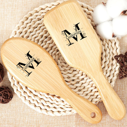 Personalised Bamboo Hairbrush AirCushion Detangling Unisex by zapcart