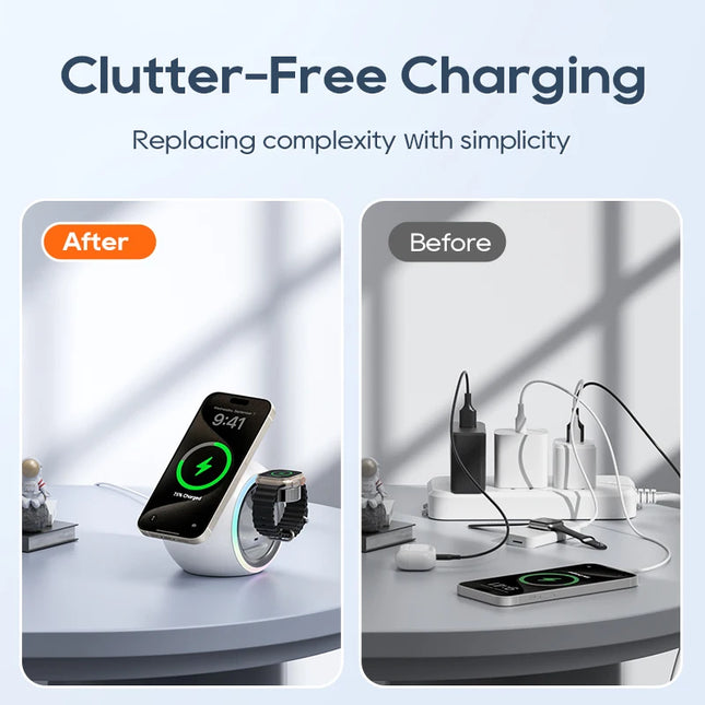 Kuulaa 3 In 1 Magnetic Wireless Charger Stand For iPhone LED by zapcart