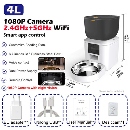 Furpipi Smart Cat Feeder 8L 1080P HD Camera App Control