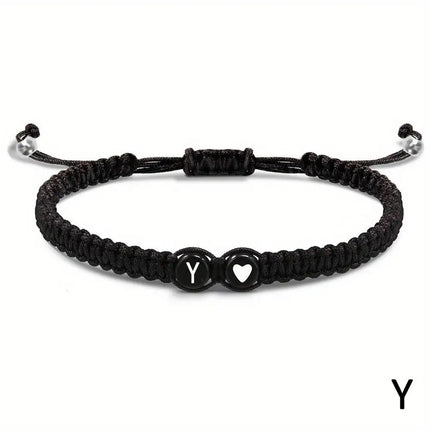 Initial Heart Bracelets Unisex Handmade Adjustable A Z Name by zapcart