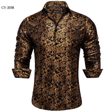 HenanChoice Mens Jacquard Paisley Shirt Long Sleeve Luxury by zapcart