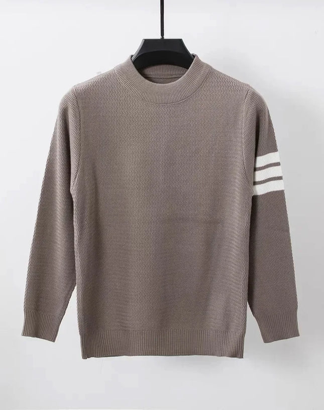 CN Zhejiang Men Knit Sweater Round Neck Striped Warm by zapcart