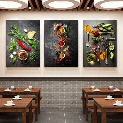 Kitchen Wall Art Herbs Spices Canvas Painting Nordic Decor by zapcart