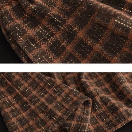 Qarkash Vintage Plaid Midi Skirt For Women High Waist Baggy by zapcart