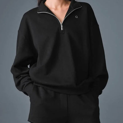 Black Hoodie Women Zip Up Cotton Cozy Winter Versatile by zapcart