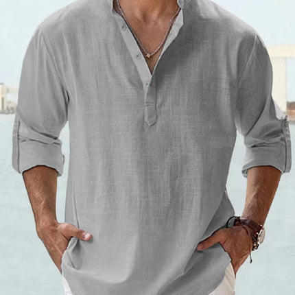 Animal Game Cotton Linen Shirts for Men Lightweight Henley by zapcart