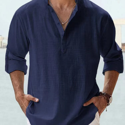 Animal Game Cotton Linen Shirts for Men Lightweight Henley by zapcart