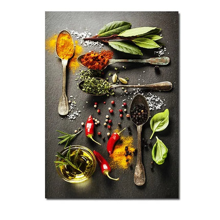 Kitchen Wall Art Herbs Spices Canvas Painting Nordic Decor by zapcart