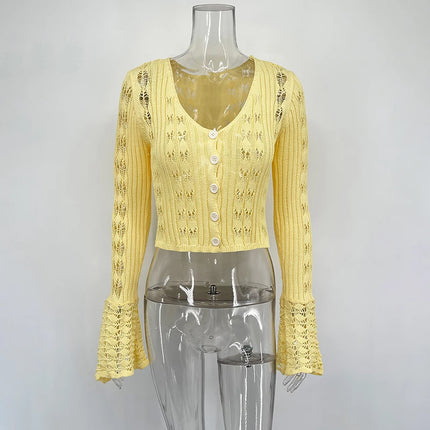 Taruxy Hollow Knitted Cardigan Womens Lightweight Layer by zapcart