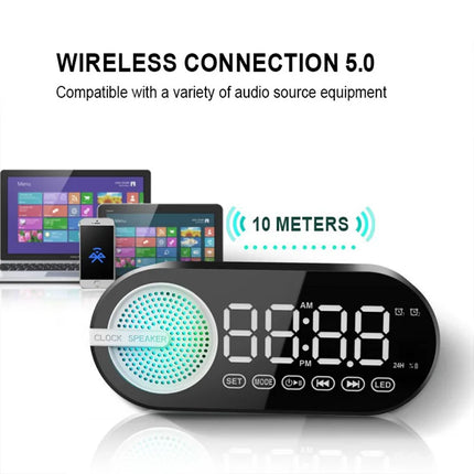 XMSJ Wireless Bluetooth Speaker Alarm Clock RGB Mirror Home